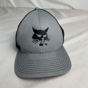 Bobcat Trucker Hat Cap Gray and Black Mesh Adjustable Strapback Worn‎ Once